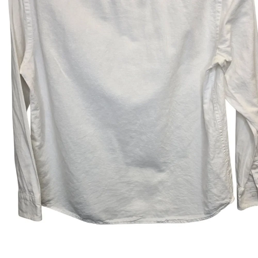 Banana Republic Men's L Linen Blend Slim Fit White Button-Down Long Sleeve Shirt